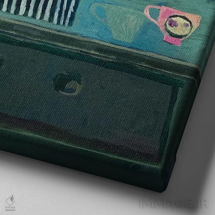 تابلو ارغوانی خاکستری مانند ابر بارانی اثر شارلوت هاردی - نمای نزدیک بافت بوم