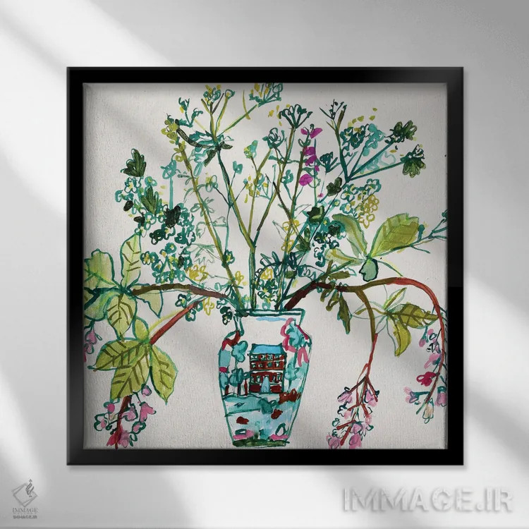 تابلو گلهای درخت شاهبلوط هندی اثر شارلوت هاردی - نمای قابدار مشکی