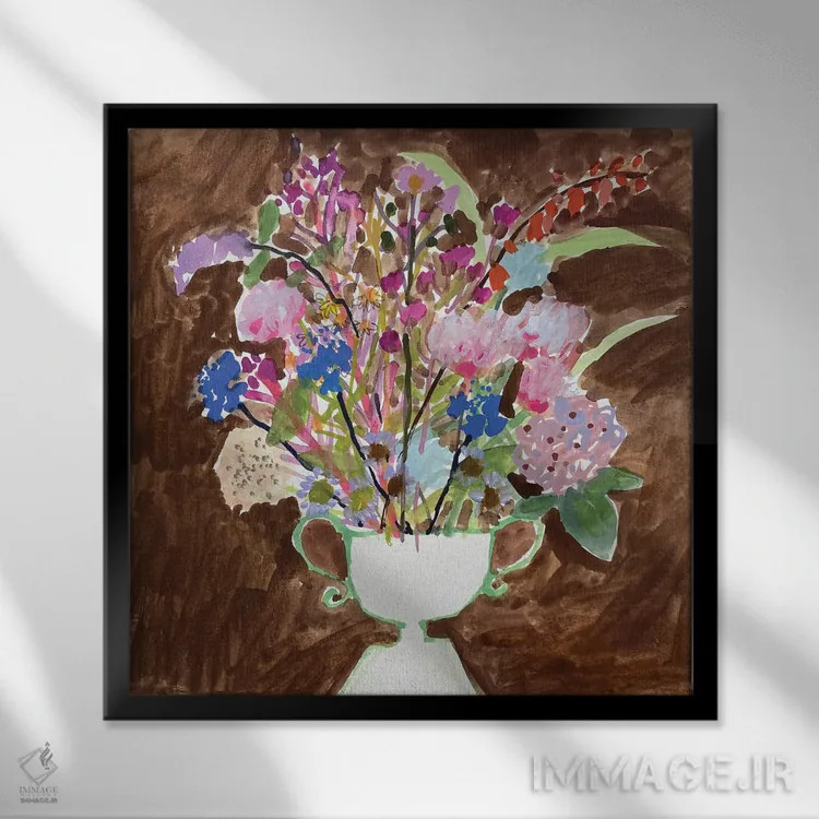 تابلو گلهای کورنوال (بریتانیا) اثر شارلوت هاردی - نمای قابدار مشکی