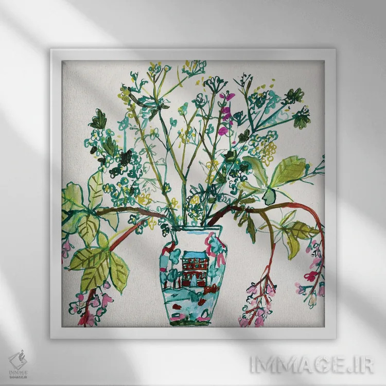 تابلو گلهای درخت شاهبلوط هندی اثر شارلوت هاردی - نمای قابدار سفید