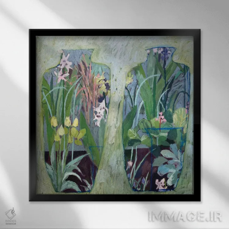 تابلو سبز بهارگونه اثر شارلوت هاردی - نمای قابدار مشکی