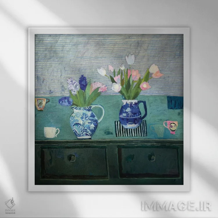 تابلو ارغوانی خاکستری مانند ابر بارانی اثر شارلوت هاردی - نمای قابدار سفید