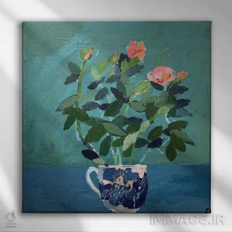 تابلو رز آشپزخانه اثر شارلوت هاردی - نمای روبهرو روی دیوار