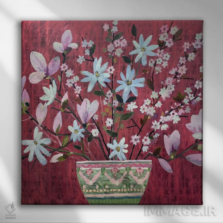 تابلو ماگنولیا (نوعی گل) اثر شارلوت هاردی - نمای روبهرو روی دیوار