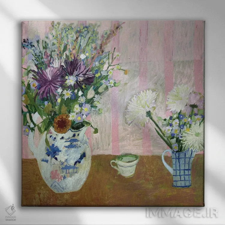 تابلو ستارهایها و داوودیها (انواع گل) اثر شارلوت هاردی - نمای روبهرو روی دیوار