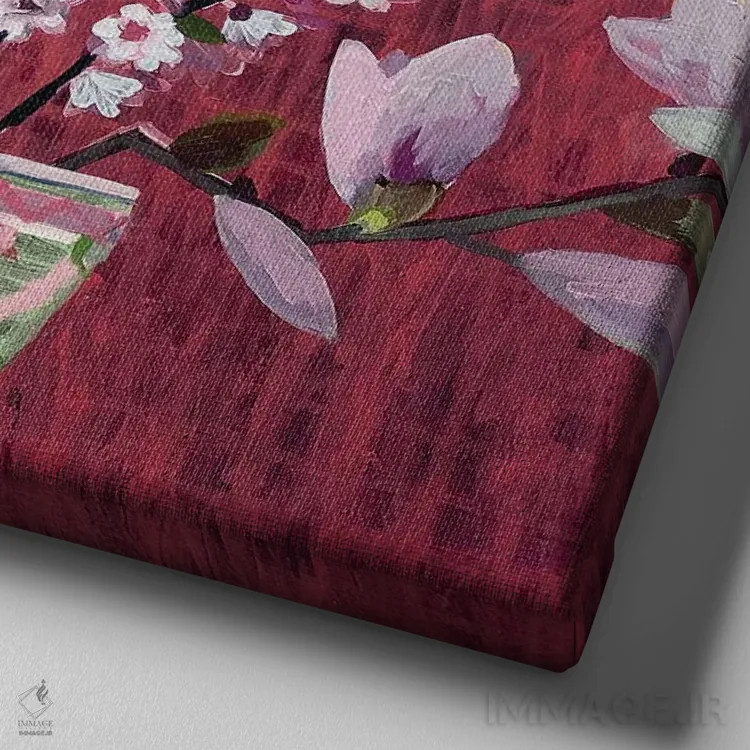 تابلو ماگنولیا (نوعی گل) اثر شارلوت هاردی - نمای نزدیک بافت بوم