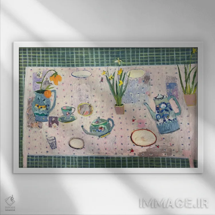 تابلو لیمو و طلا اثر شارلوت هاردی - نمای قابدار سفید