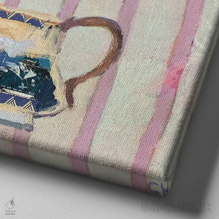 تابلو شیرخوری و رزها اثر شارلوت هاردی - نمای نزدیک بافت بوم