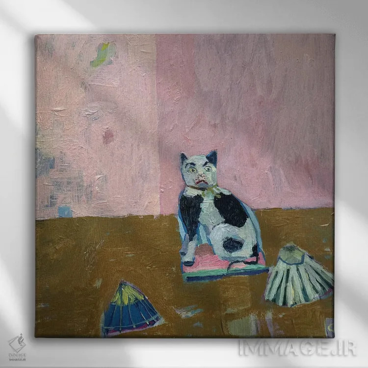 تابلو گربهٔ موزه اثر شارلوت هاردی - نمای روبهرو روی دیوار