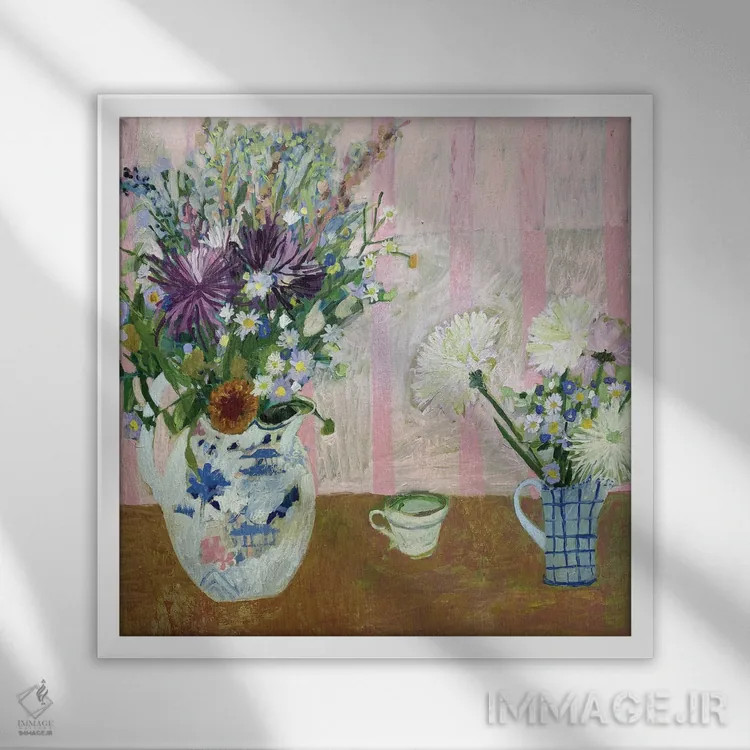 تابلو ستارهایها و داوودیها (انواع گل) اثر شارلوت هاردی - نمای قابدار سفید