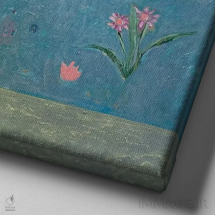 تابلو به زینتی (گیاه) اثر شارلوت هاردی - نمای نزدیک بافت بوم