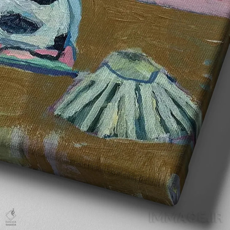 تابلو گربهٔ موزه اثر شارلوت هاردی - نمای نزدیک بافت بوم