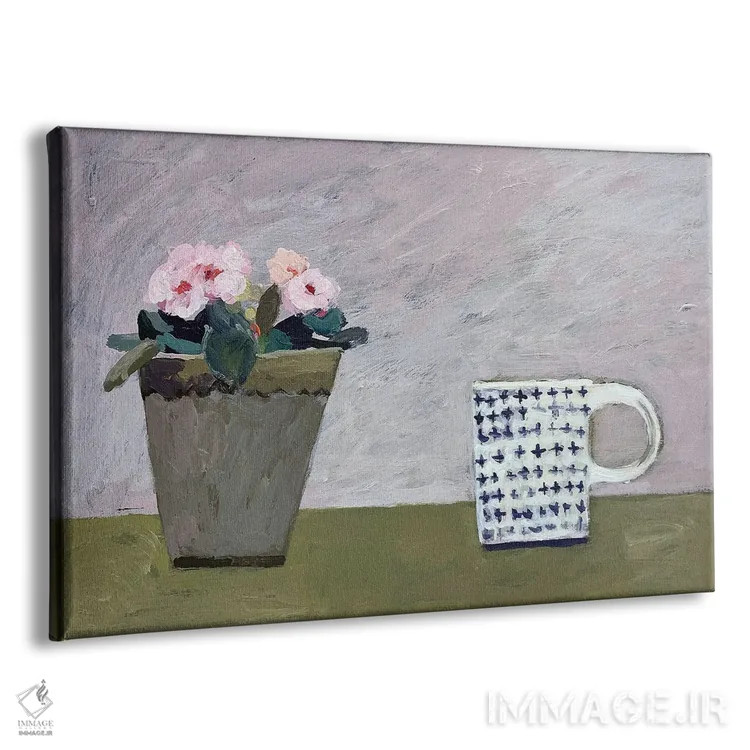 تابلو گیاه گلدانی صورتی اثر شارلوت هاردی - نمای پرسپکتیو محصول