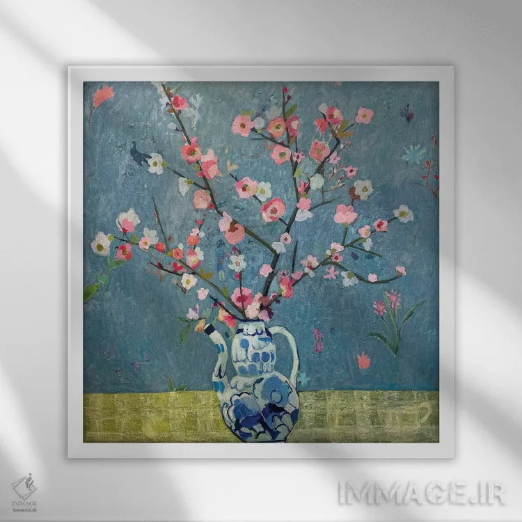 تابلو بهارِ به زینتی اثر شارلوت هاردی - نمای قابدار سفید