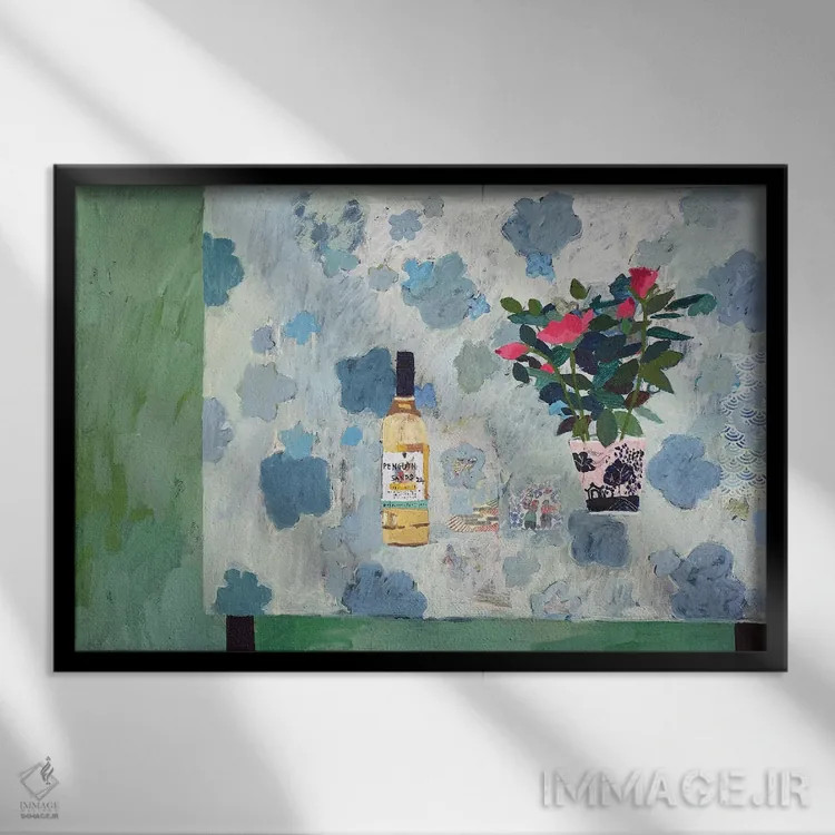 تابلو رز مادر (رنگ صورتی مایل به قرمز) اثر شارلوت هاردی - نمای قابدار مشکی