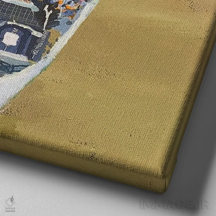 تابلو پاگودا (نیایشگاه شرق آسیا) اثر شارلوت هاردی - نمای نزدیک بافت بوم