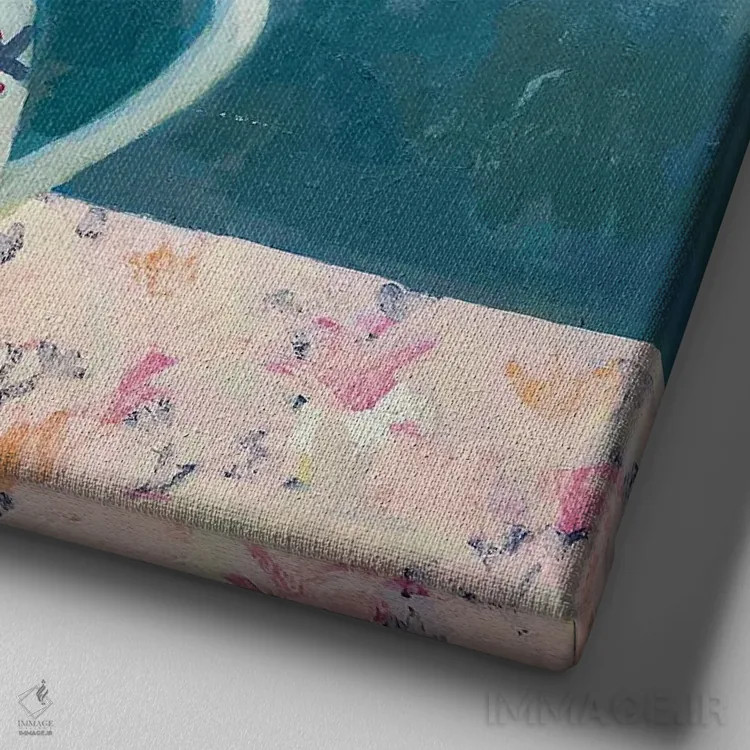 تابلو میخکهای صورتی (نوعی گل) اثر شارلوت هاردی - نمای نزدیک بافت بوم