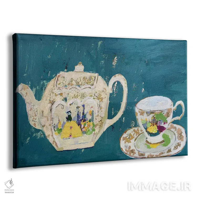 تابلو قوری و فنجان چای سدلار (برند انگلیسی) اثر شارلوت هاردی - نمای پرسپکتیو محصول