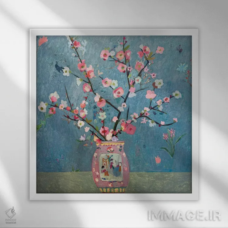 تابلو به زینتی (گیاه) اثر شارلوت هاردی - نمای قابدار سفید