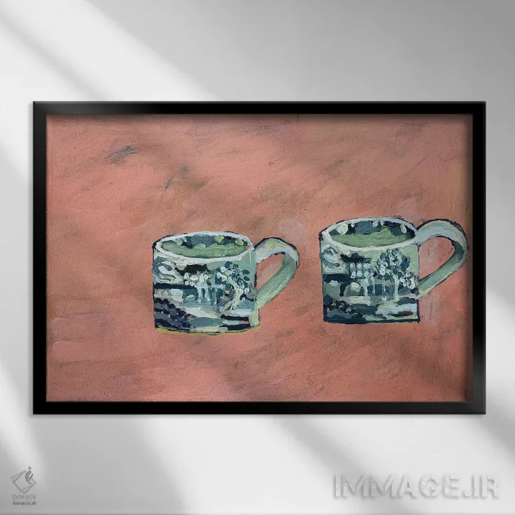 تابلو فنجانهای بید سیاه اثر شارلوت هاردی - نمای قابدار مشکی