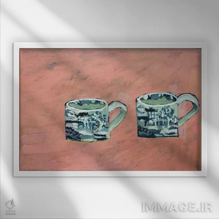 تابلو فنجانهای بید سیاه اثر شارلوت هاردی - نمای قابدار سفید