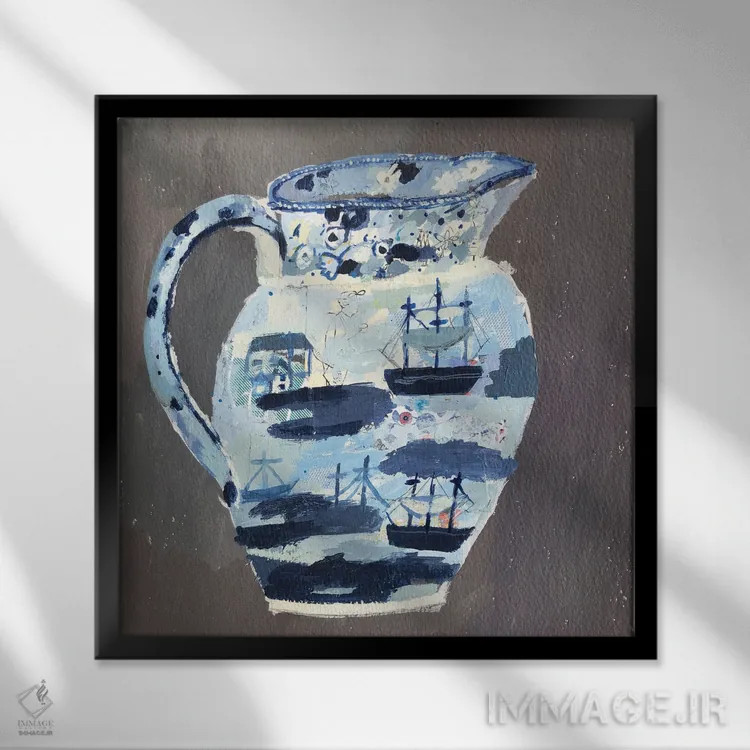 تابلو دورشدن با قایق بادبانی اثر شارلوت هاردی - نمای قابدار مشکی