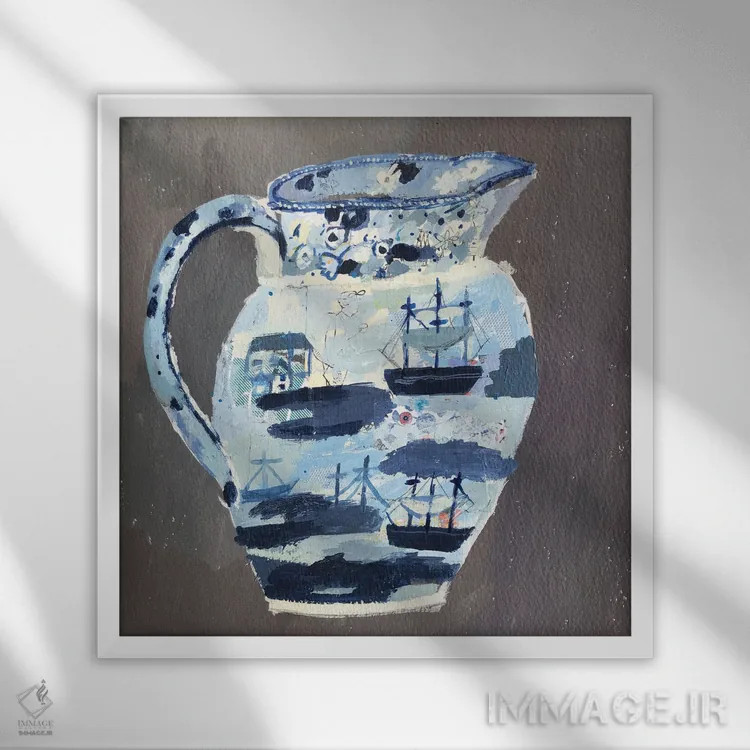 تابلو دورشدن با قایق بادبانی اثر شارلوت هاردی - نمای قابدار سفید