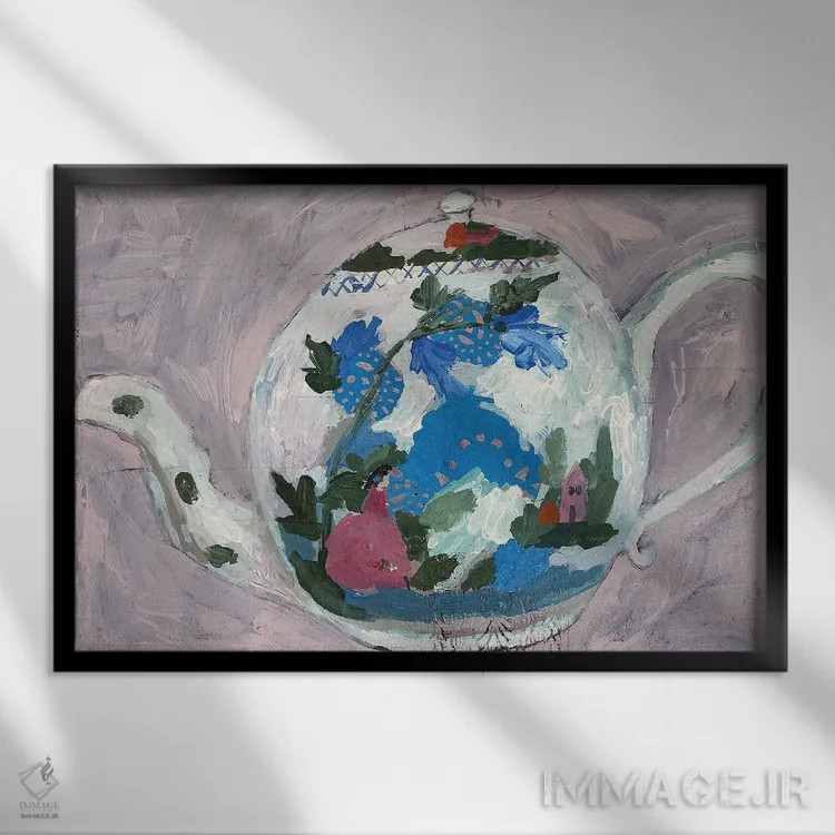 تابلو قوری منظرهدار اثر شارلوت هاردی - نمای قابدار مشکی