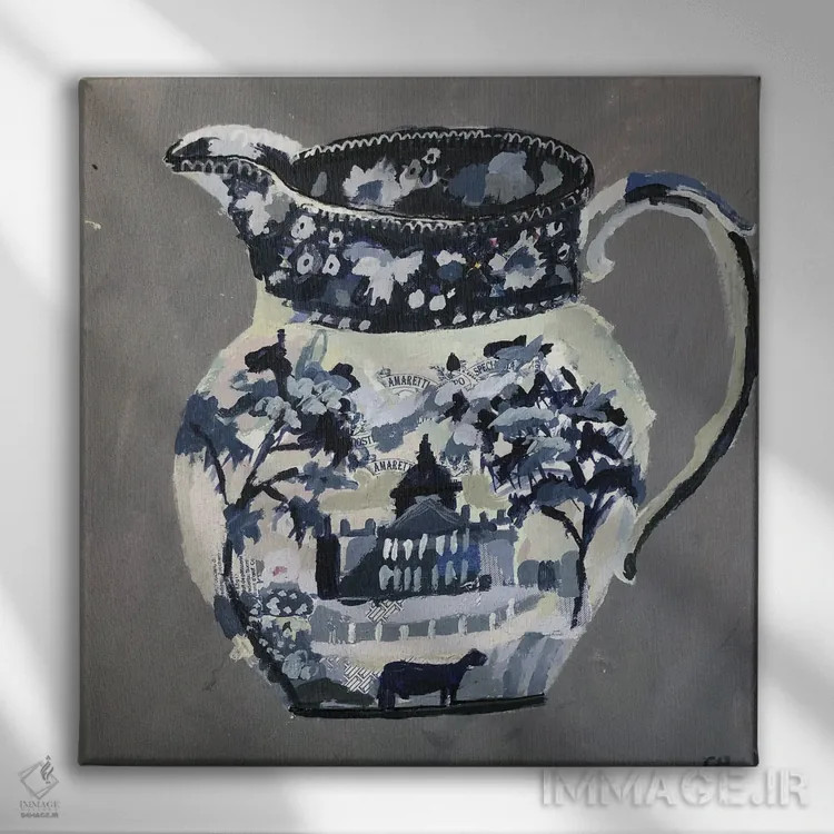 تابلو آبی تیرهٔ استافوردشایر (انگلیس) اثر شارلوت هاردی - نمای روبهرو روی دیوار