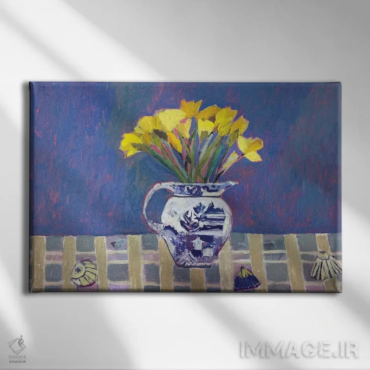 تابلو زرد آوازخوان (تم رنگی یا توصیفی) اثر شارلوت هاردی - نمای روبهرو روی دیوار