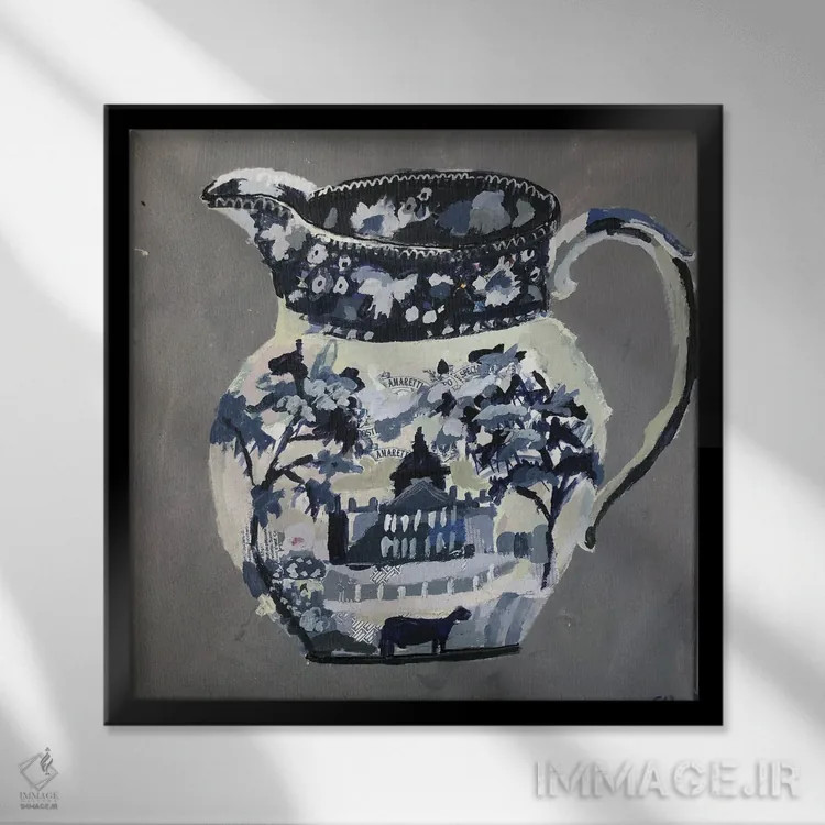 تابلو آبی تیرهٔ استافوردشایر (انگلیس) اثر شارلوت هاردی - نمای قابدار مشکی