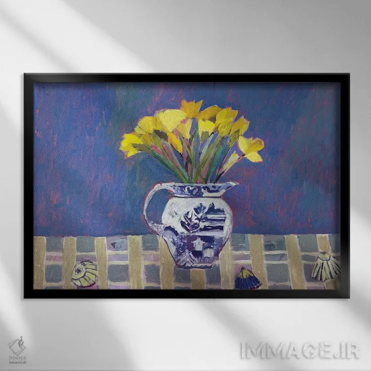 تابلو زرد آوازخوان (تم رنگی یا توصیفی) اثر شارلوت هاردی - نمای قابدار مشکی