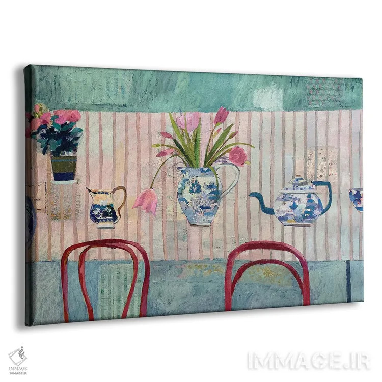 تابلو لالهها و بید آبی اثر شارلوت هاردی - نمای پرسپکتیو محصول