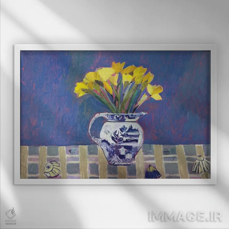 تابلو زرد آوازخوان (تم رنگی یا توصیفی) اثر شارلوت هاردی - نمای قابدار سفید