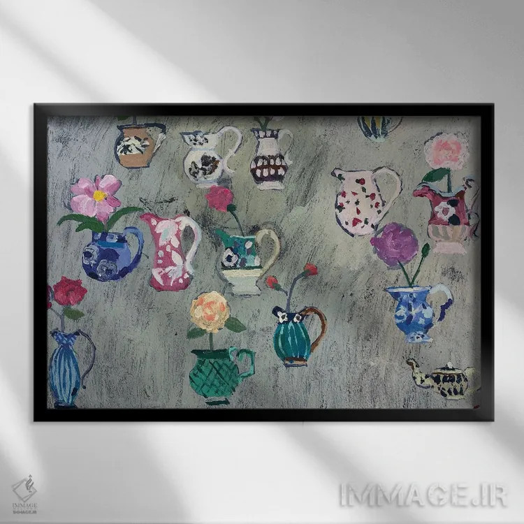 تابلو رزهای تابستانی اثر شارلوت هاردی - نمای قابدار مشکی