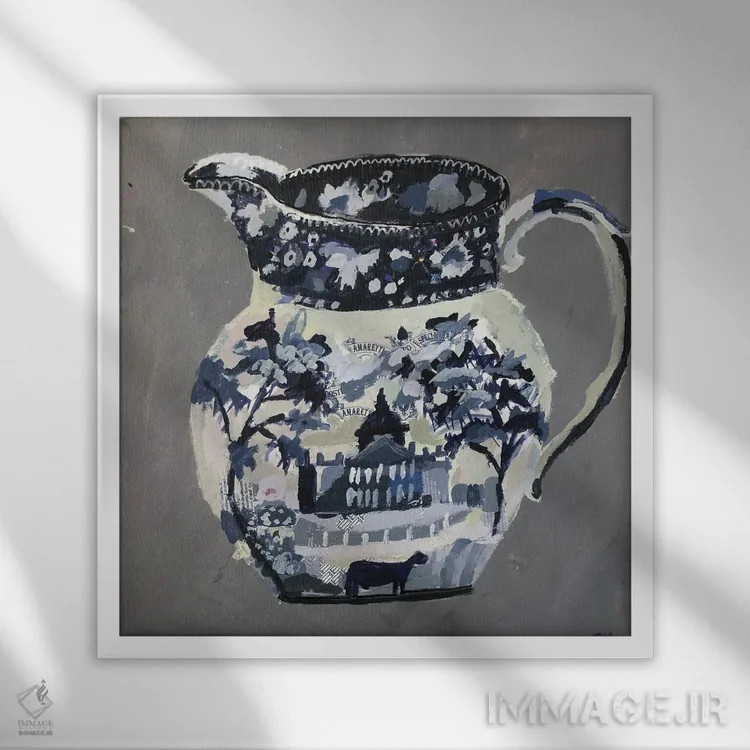 تابلو آبی تیرهٔ استافوردشایر (انگلیس) اثر شارلوت هاردی - نمای قابدار سفید