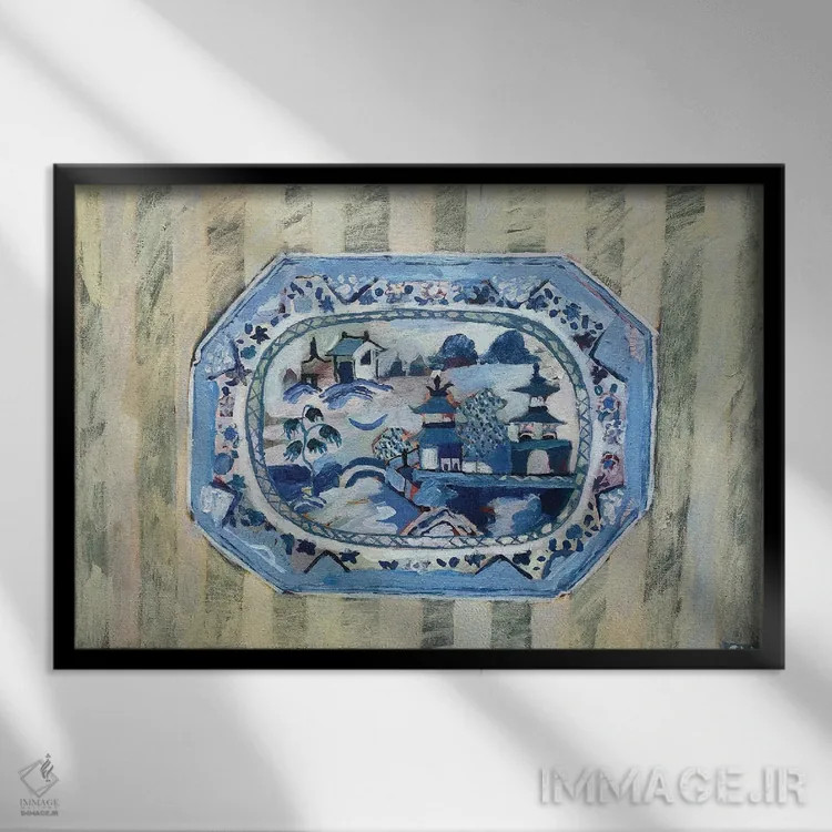 تابلو دو معبد روی بشقاب اثر شارلوت هاردی - نمای قابدار مشکی