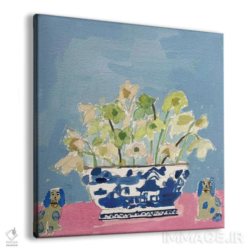 تابلو گلهای هللبور و آسمان آبی ژانویه اثر شارلوت هاردی - نمای پرسپکتیو محصول