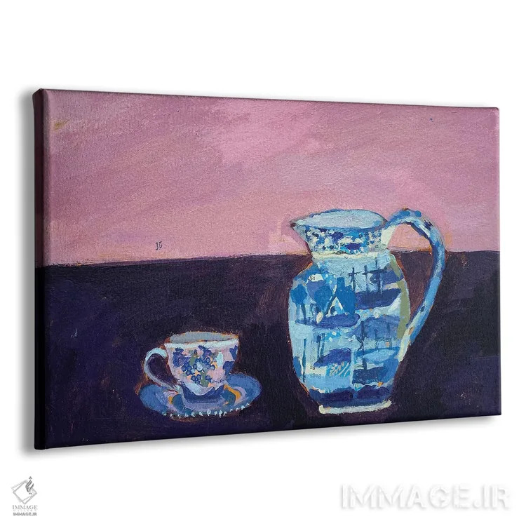 تابلو آبی و صورتی اثر شارلوت هاردی - نمای پرسپکتیو محصول