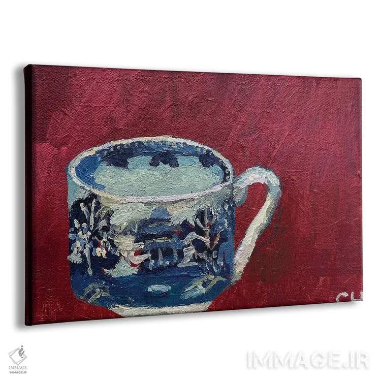 تابلو درختان آبی و معبد اثر شارلوت هاردی - نمای پرسپکتیو محصول