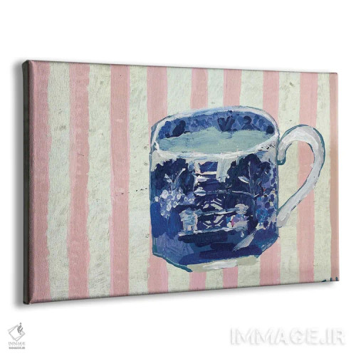 تابلو بید آبی روی راهراه صورتی اثر شارلوت هاردی - نمای پرسپکتیو محصول