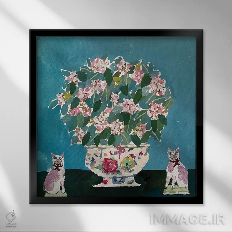 تابلو ویبرنوم ولنتاین (نوعی گل) اثر شارلوت هاردی - نمای قابدار مشکی