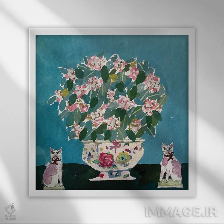 تابلو ویبرنوم ولنتاین (نوعی گل) اثر شارلوت هاردی - نمای قابدار سفید