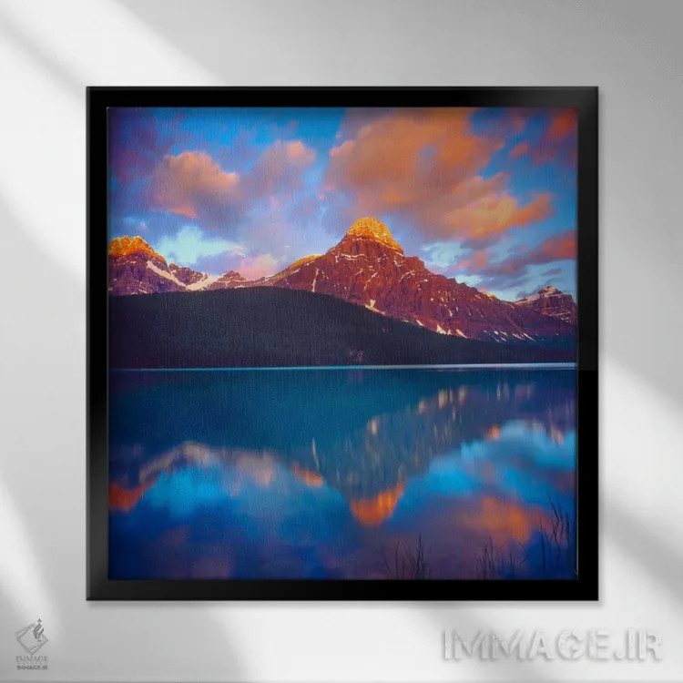 تابلو طلوع خورشید، پارک ملی بنف، آلبرتا، کانادا اثر کریستوفر تالبوت فرانک - نمای قابدار مشکی