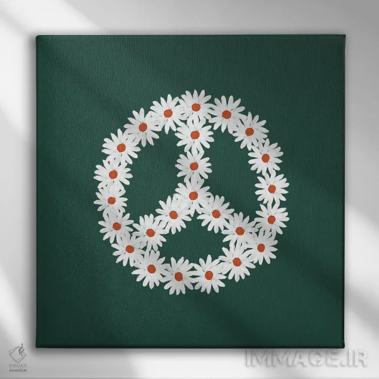 تابلو دیگر جنگ نکنید اثر امانوئلا کاراتونی - نمای روبهرو روی دیوار