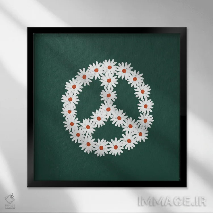 تابلو دیگر جنگ نکنید اثر امانوئلا کاراتونی - نمای قابدار مشکی