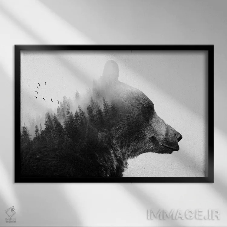 تابلو خرس بزرگ ۱ اثر امانوئلا کاراتونی - نمای قابدار مشکی