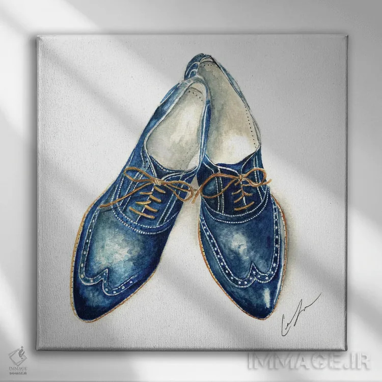 تابلو کفشهای کبالت اثر کلر تامپسون - نمای روبهرو روی دیوار