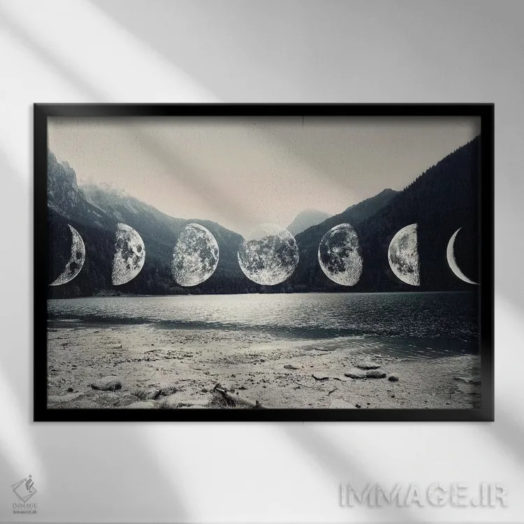 تابلو کوههای نور ماه اثر امانوئلا کاراتونی - نمای قابدار مشکی