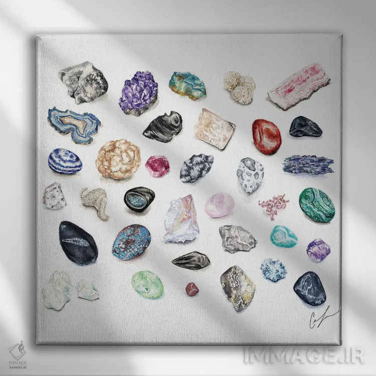 تابلو پوستر سنگ قیمتی اثر کلر تامپسون - نمای روبهرو روی دیوار